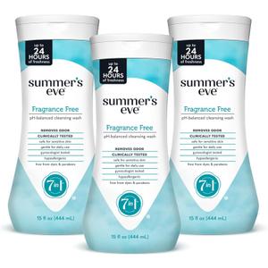 Summer's Eve Fragrance Free Gentle Daily All Over Feminine Body Wash, Removes Odor, Feminine Wash pH Balanced, 15 fl oz, 3 Pack
