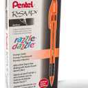 Pentel RSVP Razzle-Dazzle Ballpoint Pen, (1.0mm) Medium Line, Orange Barrel, Black Ink, Box of 12 (BK91RDF-A)