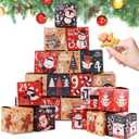 LOKIPA Christmas Advent Calendar Boxes, 24 Days Kraft Paper Advent Countdown Gift Boxes for Kids and Family