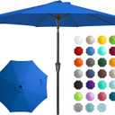  9FT Outdoor Patio Umbrella Outdoor Table Umbrella with Push Button Tilt and Crank, Market Umbrella 8 Sturdy Ribs UV Protection Waterproof for Garden, Deck, Backyard, Pool (Blue)