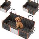 Dog Car Seat Cover for Back Seat, 1seat to 3seats can be Switched at Will. Back Seat Extender with Hard Bottom. 600D Heavy Duty Scratch,Nonslip,Waterproof Dog Hammock for Cars,Trucks and SUVs. (Black and Orange)