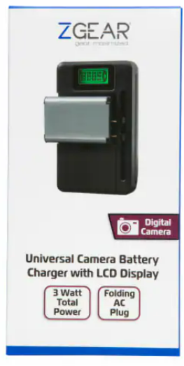 ZGEAR Universal Camera Battery Charger w/ LCD Display, 3W
