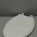 Durable Elongated Toilet Seat with Slow Soft Close - Easy to Install and Clean, Never Loosens - White, Fits Most Elongated Toilets