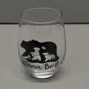 XQLZY Mama Bear Stemless Wine Glass, Funny Mama Bear with Cubs Wine Glass Gifts for Best Mom of Boys Girls, Christmas Birthday Thanksgiving Mothers Day Gifts for Women Family Mammy New Mom