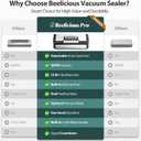 95kPa Vacuum Sealer Machine with AquaLock Technology, for Moist Seals, 2X Seal & 130W, Fully Automatic Food Sealer, Built-In Cutter, Bag Storage & Hose, Precision Sealing, 2 Bag Rolls,Stainless Steel