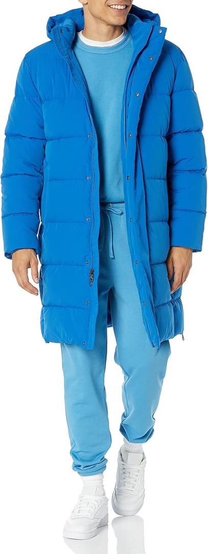 Amazon Essentials Mens Hooded Long Puffer Coat, Large