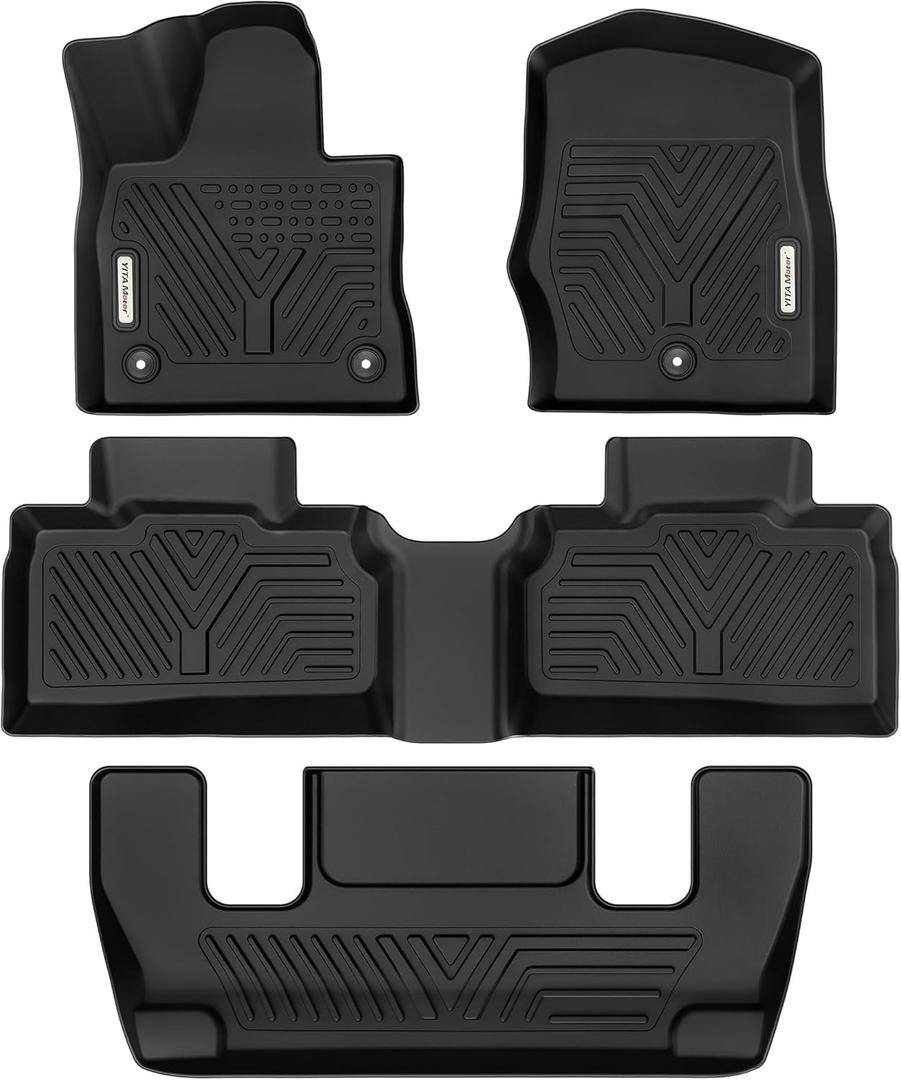 YITAMOTOR Floor Mats for 2020-2025 Ford Explorer 6 Passenger Models, All-Weather Custom Fit TPE Floor Liners Set, 1st, 2nd and 3rd Row
