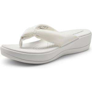 DREAM PAIRS Platform Flip Flops for Women Cushioned Thong Sandals with Soft Eva Foam Insole Lightweight Lycra fabric Comfort Dressy Slides Slippers for Summer Beach (8, White)