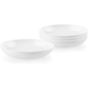 Corelle 4Pc Versa Bowls for Pasta Salad and More, Service for 4, Durable and EcoFriendly 30Oz, Compact Stack Bowl Set, Microwave and Dishwasher Safe, White