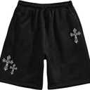 WDIRARA Boy's 2 in 1 Shorts Cross Graphic Workout Basketball Shorts with Compression Liner, Size 14Y