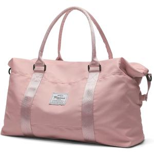 HYC00 Travel Duffel Bag,Carry-on Overnight Weekender Bags for Women,Sports Tote Gym Bag with Wet Pocket Pink
