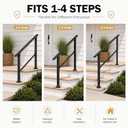 Hand Rails for Outdoor Steps, 2-Step Metal Stair Railing Kit, Matte Black
