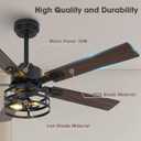 52" Farmhouse Ceiling Fan with Light and Remote, Outdoor Ceiling Fan Dual Finish 5 Blades 6-Speed Quiet and Reversible DC Motor, Ceiling Fans with Light for Bedroom Living Room and Patio