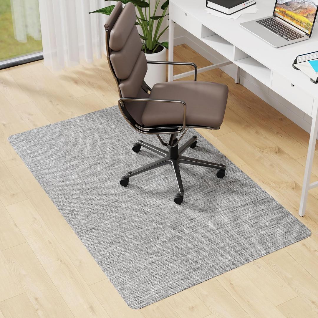 Office Chair Mat for Hardwood & Tile Floor, 46" x 60" Desk Computer Chair Mat, Anti Slip, Floor Protector Under Desk Low-Pile Office Rug for Rolling Chair, Light Grey, 46'' x 60'' Rectangle