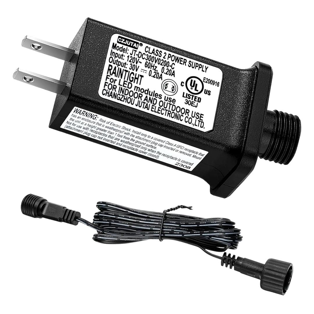 30V 6W Class 2 Power Supply Replacement LED Transformer IP44 LED Light Controller Low Voltage Transformer for Christmas String Light Inflatable Device (30V6W Steady on 1PC)