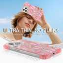 AIGOMARA Slim Frameless for iPhone 15 Pro Max Case, Cute Ribbon Bow Rose Design Clear Glitter Phone Case for Women Girls, Ultra-Thin Minimalist Borderless Hard PC Shockproof Case Cover, Pink