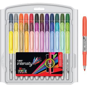 BIC Intensity Assorted Colors Fashion Permanent Markers, Fine Point, 36-Count Pack of Color Markers With Non-Slip Grip for Comfort and Control