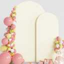 Wokceer Wedding Arch Backdrop Cover 7.2FT, 6FT Spandex Fitted Ivory Arch Covers 2 Set Round Top Chiara Arches Backdrop Cover for Birthday Party Ceremony Banquet Decoration