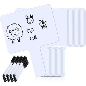 Sherr 12 Sets Dry Erase Paddles with Markers Phonemic Awareness Phonics Games Double Sided Handheld Whiteboard for Student Classroom Voting Reading Spelling Sound Games