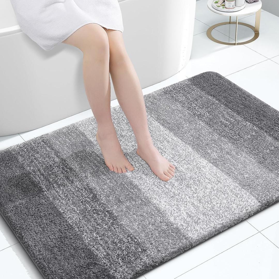OLANLY Bathroom Rugs Mat 44x32, Extra Soft Absorbent Microfiber Bath Rugs, Rubber Backing, Quick Dry, Machine Washable Bath Mats for Bathroom Floor, Tub and Shower, Home Decor Accessories, Grey OLANLY Bathroom Rugs Mat 44x32, Extra Soft Absorbent Microfiber Bath Rugs, Rubber Backing, Quick Dry, Machine Washable Bath Mats for Bathroom Floor, Tub and Shower, Home Decor Accessories, Grey