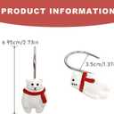 12 PCS Bear Shower Curtain Hooks Cute Shower Curtain Hook Bear Bathroom Decor White Shower Curtain Hooks for Bathroom Shower Curtain,Bedroom,Living Room Curtain