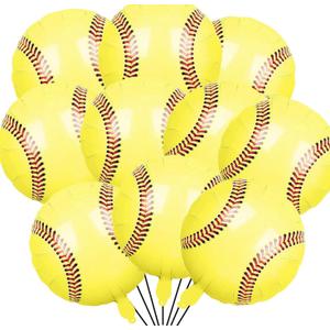 10 Pieces Softball Foil Balloons Set 18 inches Softball Mylar Balloon for Sports Themed Birthday Party Supplies for Boys Girls Teens Birthday Party Decoration