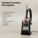 Wireless Headset with Mic for Work, Wireless Headset with Microphone (Noise Cancelling & Mute Button, USB Dongle & Charging Base), Bluetooth Headphones for Home/Office/Computer/Laptop/Phone/Teams/Zoom