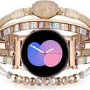 VISOOM Beaded Boho Bracelet for Samsung Galaxy Watch 5/6/4/3/Active2/Watch 6/4 Classic Bands Women, 20mm Leather Fashion Watch Bands for Watch 5 Pro Cute Multilayer Wrap Samsung Galaxy Watch Bands (5.5"-7.5", Colorful)