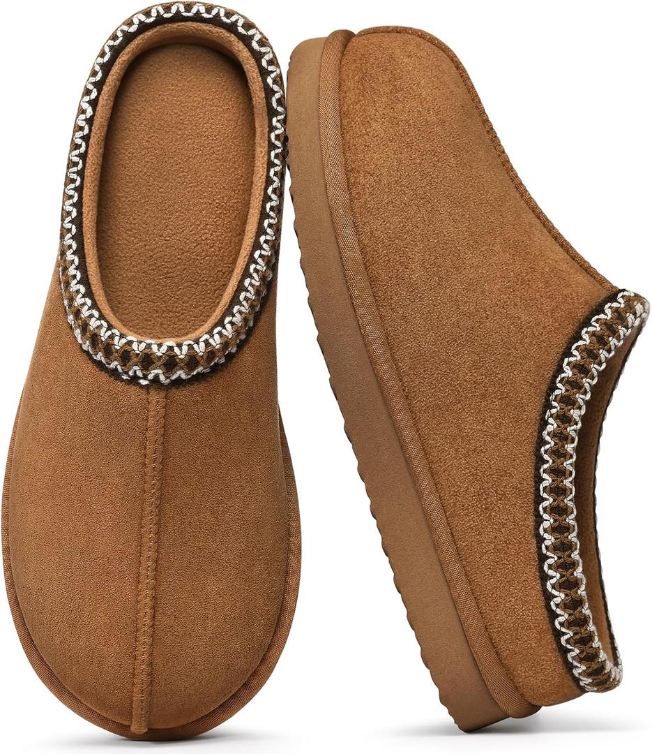 Litfun Memory Foam Slippers for Women Men Cozy Warm House Shoes Indoor and Outdoor, Khaki 44/45