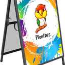 Pionites Heavy Duty Slide-in Folding A Frame Sign Sidewalk Sign 24x 36 Inch Sandwich Board Steel Metal Double-Side Pavement sign Corrugated Plastic Poster (24x36 inch(Frame only))