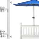 Heavy Duty 304 Stainless Steel Patio Umbrella Holder,Deck Umbrella Holder,for Outdoor Fixed Deck Railing Grille Umbrella Deck Mount(Grille, White)