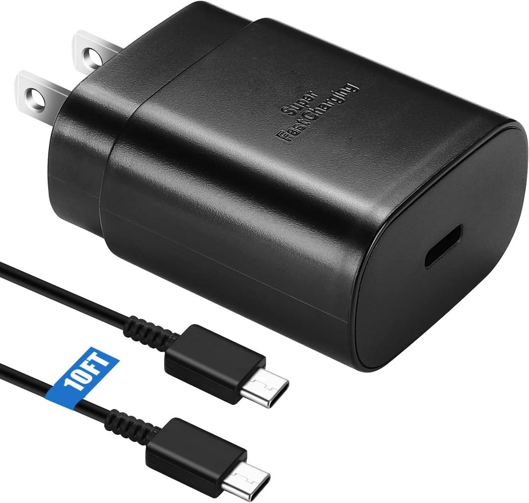 S26 S25 S24 S23 S22 Fast Charger for Samsung Phone,25W USB C Charger Android Chargers Type C Charger Fast Charging Block 10Ft USB C Cable Cord for Samsung Galaxy S26/S25/S24/S23/S22/S21/S20/Plus/Ultra