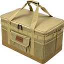 57L Tactical Camping Storage Bag - Khaki, Waterproof, Foldable Utility Tote Bag with Axe Holder, Outdoor Picnic Organizer for Camping, Hiking, BBQ,Trunk Organizer, X-Large