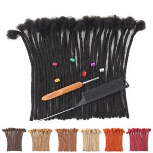 Loc Extensions Human Hair 6 Inch 0.4 cm Dreads Extensions for Men Women Short Dreadlock Extensions Real Human Hair Locs Extensions Natural Black Handmade Permanent Locs (0.4cm 1B 6 Inch 30 Strands)