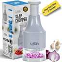 Food Chopper, Slap Chop, Handheld Veggie Chopper for Vegetable, Onion, Garlic, Nut, Hand Vegetable Cutter, Dishwasher-safe, Stainless Steel Blade,  Dishwasher Safe, Easy to Clean (Light Gray)