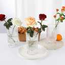 Vintage Glass Vases Set of 3 for Centerpieces, Ribbed Embossed Base Vases for Wedding & Home Decor, 7" H x 4" D  Decorative Glass Containers for Flowers & Organization (3)