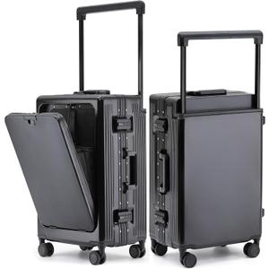 feilario 20" Aluminium Frame Hardside PC Carry on Luggage - Wide Handle Double Spinner Wheels Suitcase with TSA lock