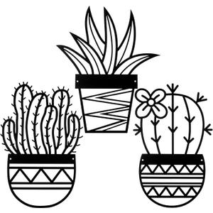 Hotop 3 Pcs Cactus Metal Wall Arts Natural Themed Plant Modern Black Metal Wall Decors for Office Home Living Room Bathroom Housewarming Decor
