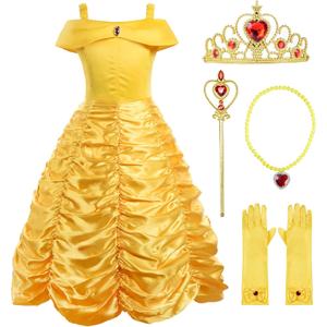 ReliBeauty Little Girls Princess Costume Dress up with Accessories, Yellow (6)