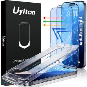 Uyiton Compatible with iPhone 16 Pro Max Screen Protector (Anti-Blue Light) - Shatterproof Full Coverage [Case Friendly] 9H Tempered Glass Screen Protector for iPhone 16 Pro Max, 2 Pack