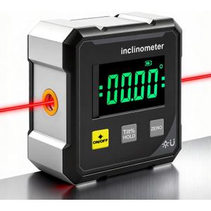 Digital Angle Finder with Electronic Laser, 4-Side Strong Magnetic Angle Gauge, Magnetic Digital Angle Finder Protractor Inclinometer, High Accuracy Measuring Tool for Woodworking,Construction & DIY