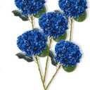 PARTY JOY 5PCS 15.4In Artificial Hydrangea Silk Flowers Bouquet Faux Hydrangea Stems for Wedding Centerpieces Home Decor (Blue)