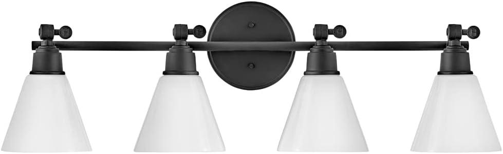 Hinkley Arti 51184BK Large Adustable Single Light Vanity - Adjustable Height, Cased Opal Shade - Black Hinkley Arti 51184BK Large Adustable Single Light Vanity - Adjustable Height, Cased Opal Shade - Black