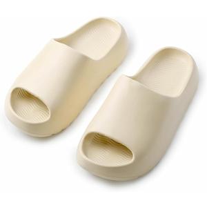 Cloud Slides for Kids,Soft EVA Boys Girls Slippers Bathroom Sandals,Toddler Home House Open Toe Comfy Thick Shower Summer Sole Pool Beach Slippers (Beige)