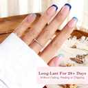 2 x Jsiallye French Tip Press on Nails,150Pcs Blue French Press On Nails Extra Short Square,No Need to File 4 in 1 Gel Nail Tips Pre-lasting,Soak off False Nail Tips for Women Nail DIY Extension 15 Size