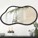 AAZZKANG Large Irregular Mirror 22"x12" Black Asymmetrical Wall Mounted Mirrors Decorative Wood Frame for Bathroom Bedroom Living Room Entryway