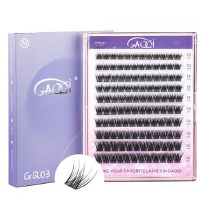 GAQQI Lash Clusters, Eyelash Clusters 120PCS C Curl Individual Lashes, Wispy Cluster Eyelash Extension 10-16mm Mixed Length, Natural Looking Cluster Lashes GQ03, C Curl, 10-16mm)