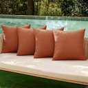MIULEE Pack of 4 Decorative Outdoor Throw Pillow Covers Linen Waterproof Pillow Covers Farmhouse Cushion Cases for Patio Garden Tent Balcony Couch Sofa 16x16 inch Rust