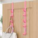Over The Door Hooks, Metal Door Hooks for Hanging, Over The Door Purse Organizer for Door Coat Hanger, Back of Shower for Hanging Towel Rack Clothes, Hat, Bathroom, Closet (Pink-2Packs)