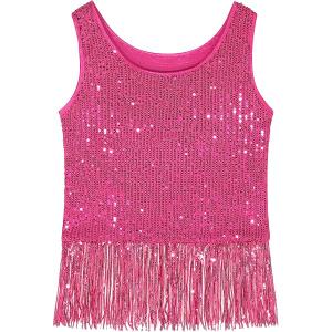 Noomelfish Girls Sequin Tank Tops Sparkly Glitter Dance Sleeveless Shirt (5-12 Years) (Hot Pink) XL